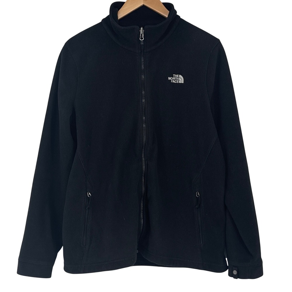 The North Face TKA 100 Women XL Fleece Jacket Black Full Zip Mock Neck